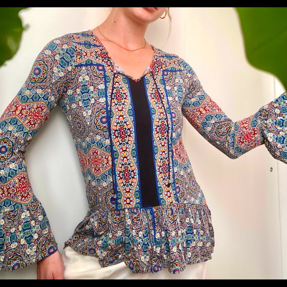 Boho Pattern Live and Let Live Top Size Small